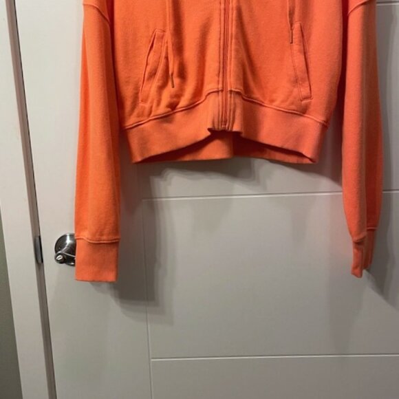 NWT Aerie Offline Oversized Full Zip Cropped Jacket Hoodie Orange Salmon XS - Picture 4 of 16